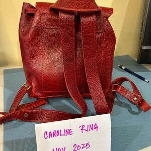 Elegant Red Leather Backpack